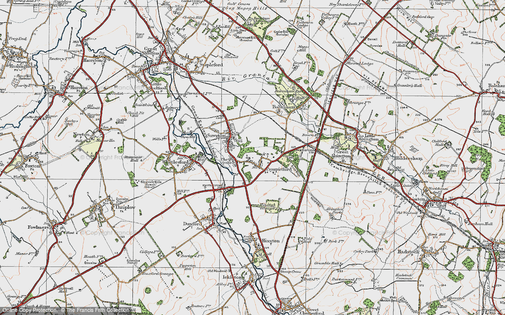 Old Map of Historic Map covering Brent Ditch in 1920