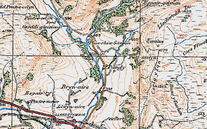 Old map of Afon Rhiw Saeson in 1921