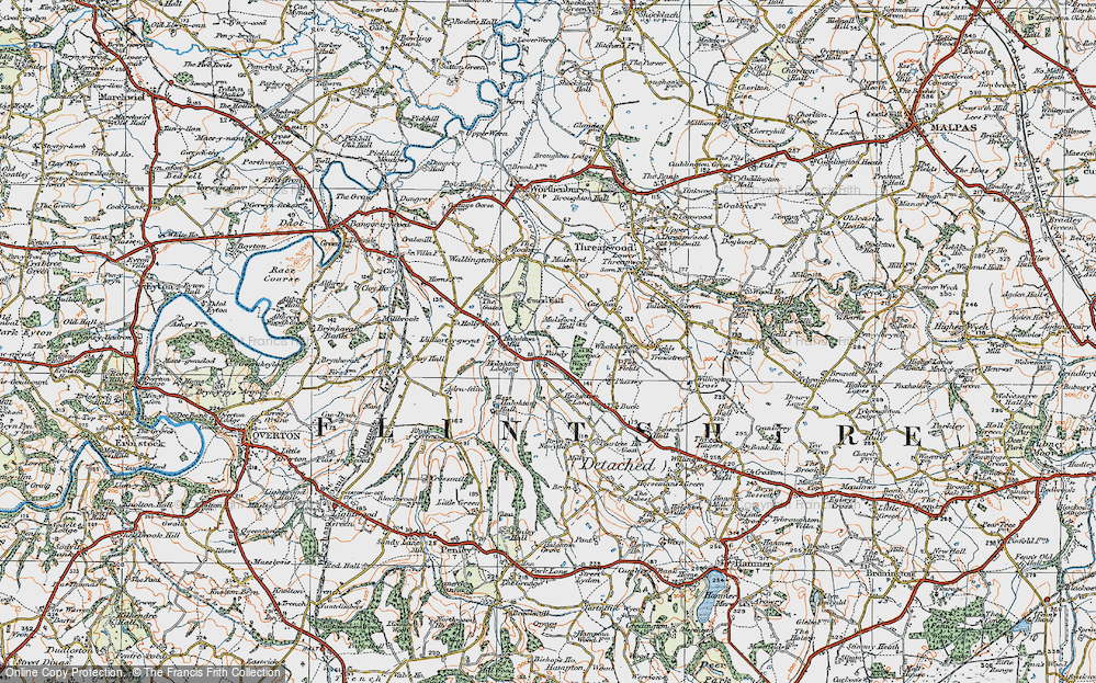 Old Map of Historic Map covering Burton's Wood in 1921