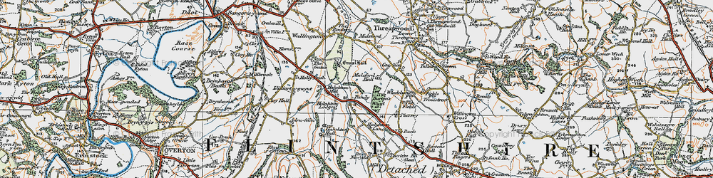 Old map of Burton's Wood in 1921