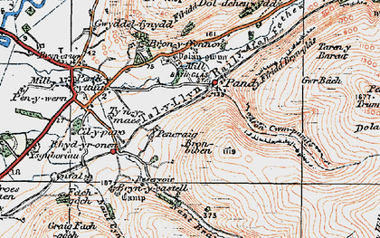 Old map of Afon Cwm-pandy in 1922