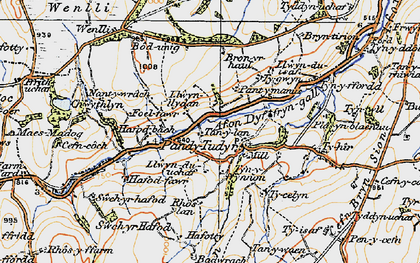 Old map of Afon Dyffryn-gall in 1922