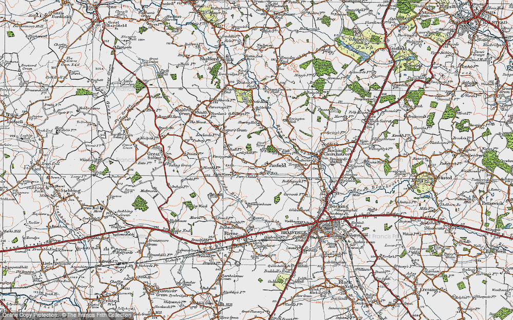 Old Map of Panfield, 1921 in 1921