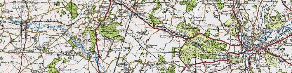 Old map of Panshanger Aerodrome in 1920