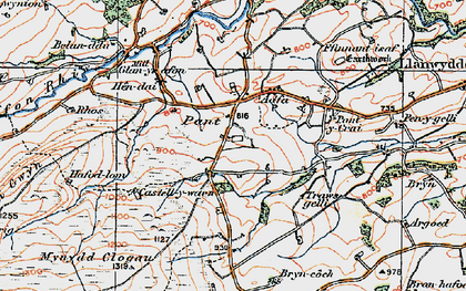 Old map of Aberclawdd in 1921