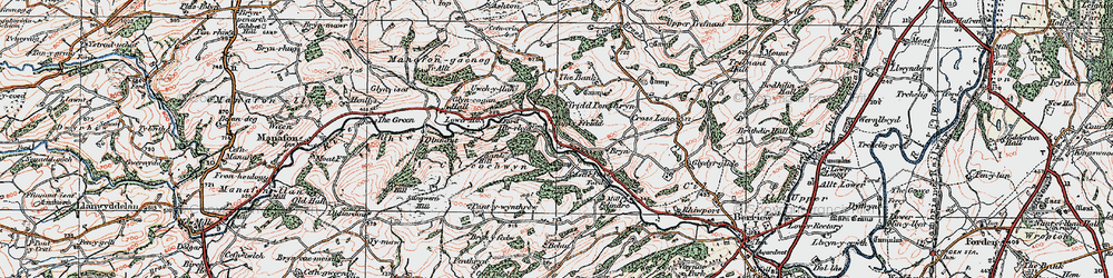 Old map of Pant-y-ffridd in 1921