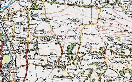 Old map of Pant-y-pyllau in 1922