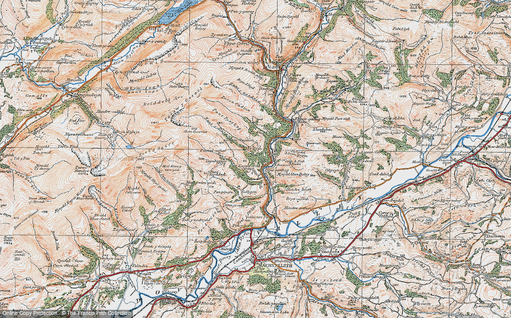 Old Map of Historic Map covering Glan-fechan in 1921