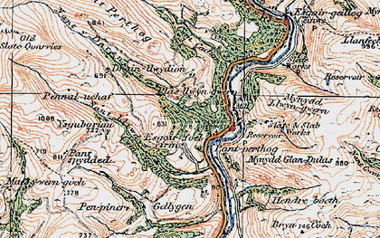 Old map of Pantperthog in 1921