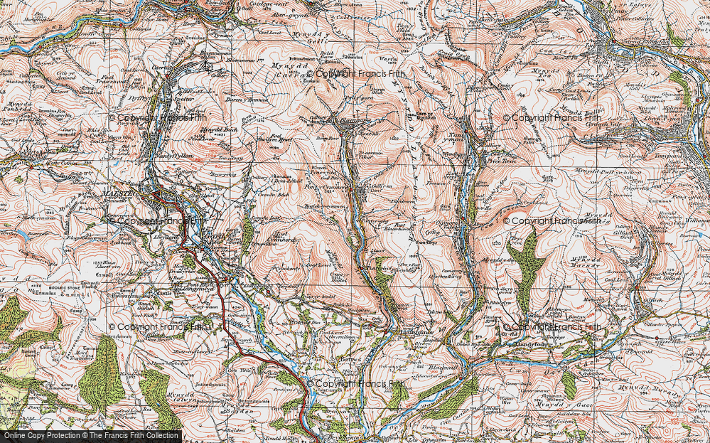 Old Map of Historic Map covering Braich y Cymmer in 1922