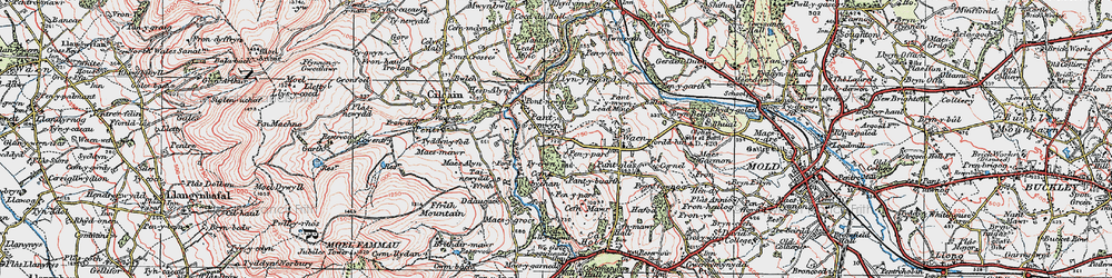 Old map of Pantymwyn in 1924