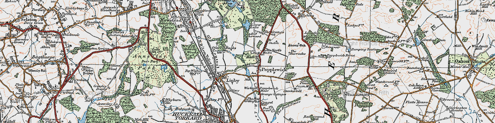 Old map of Papplewick in 1921