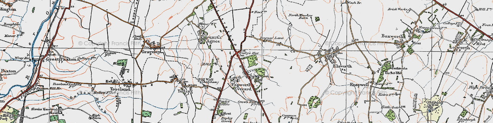 Old map of Papworth Everard in 1919