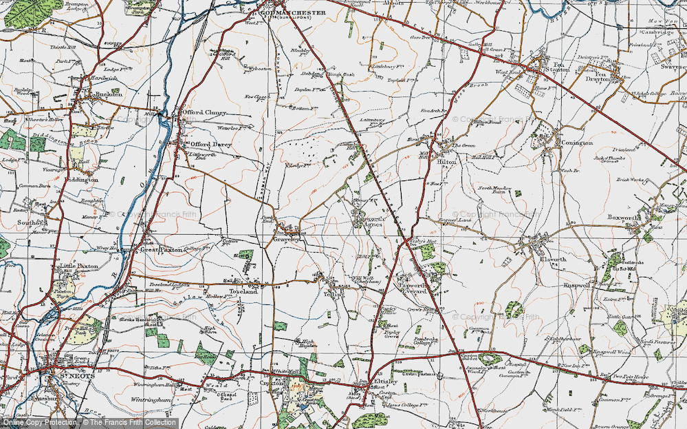 Old Map of Papworth St Agnes, 1919 in 1919