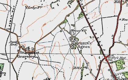 Old map of Papworth St Agnes in 1919