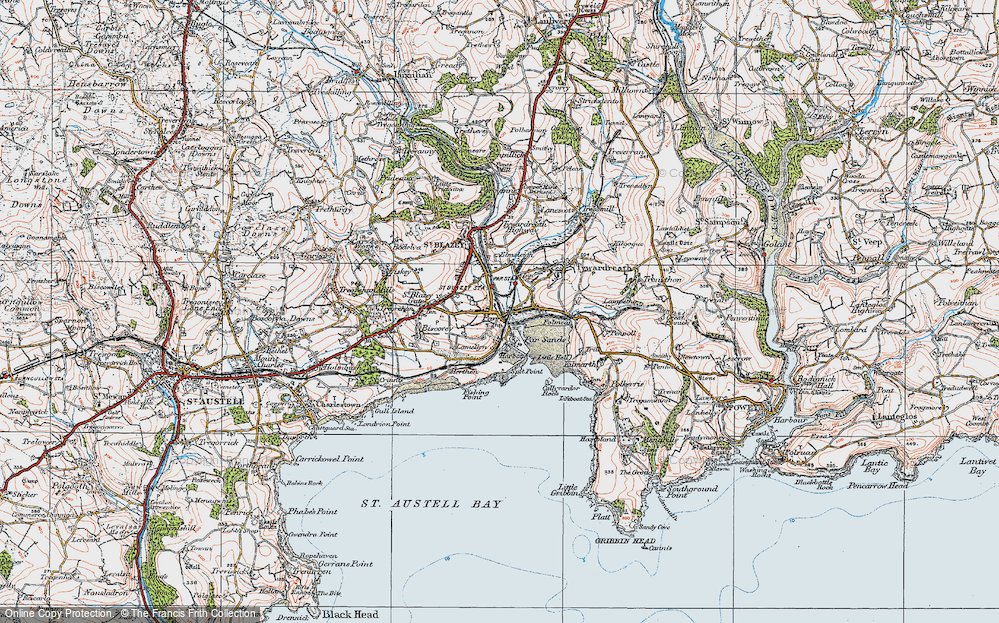 Old Map of Par, 1919 in 1919
