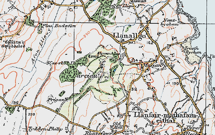 Old map of Parciau in 1922