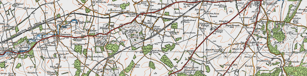 Old map of Pardown in 1919