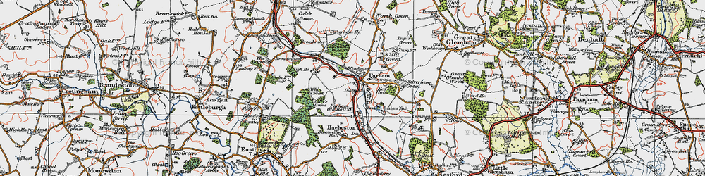 Old map of Parham in 1921