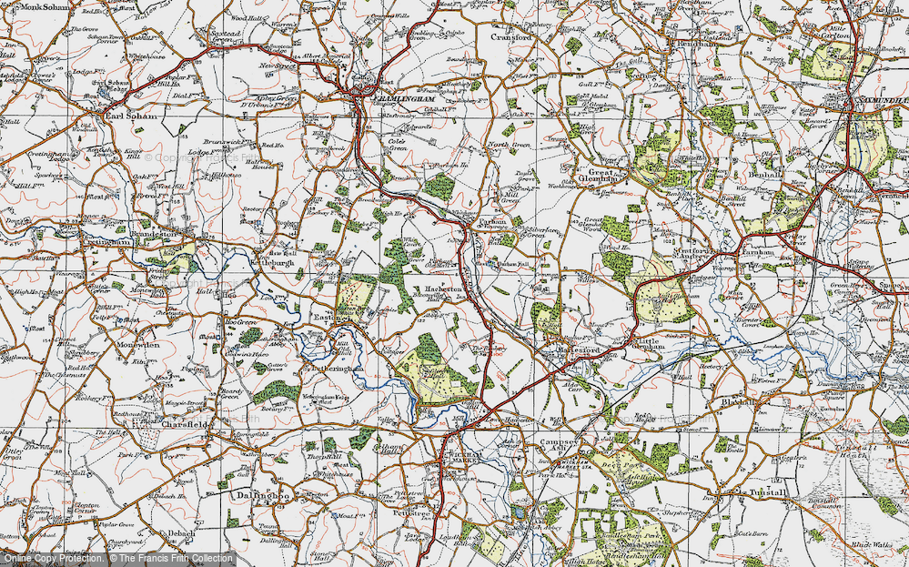 Old Map of Parham Old Hall, 1921 in 1921