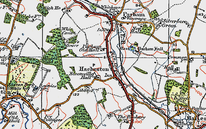 Old map of Parham Old Hall in 1921