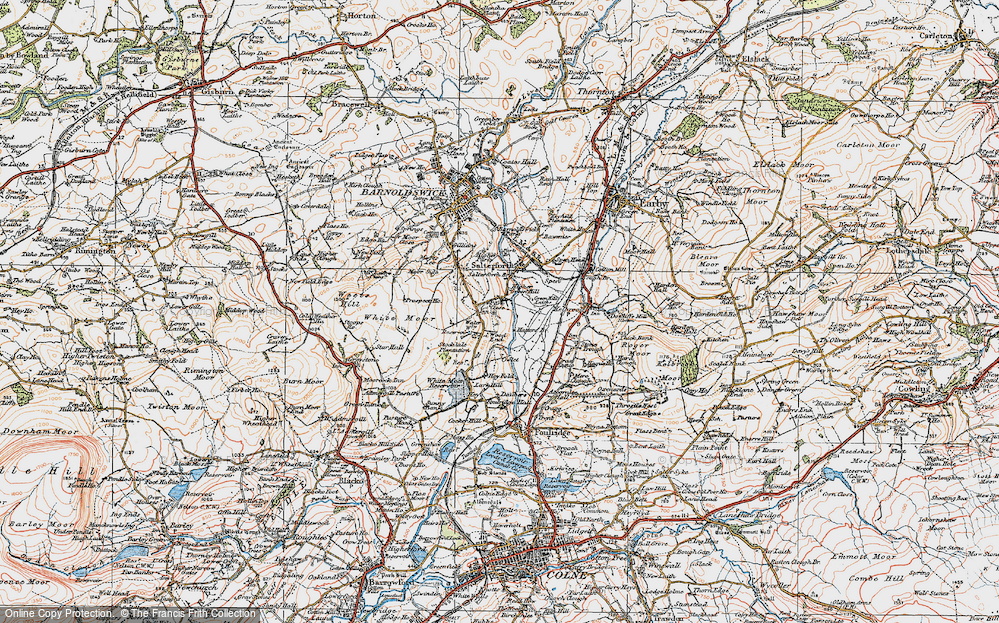 Old Map of Historic Map covering White Moor in 1924