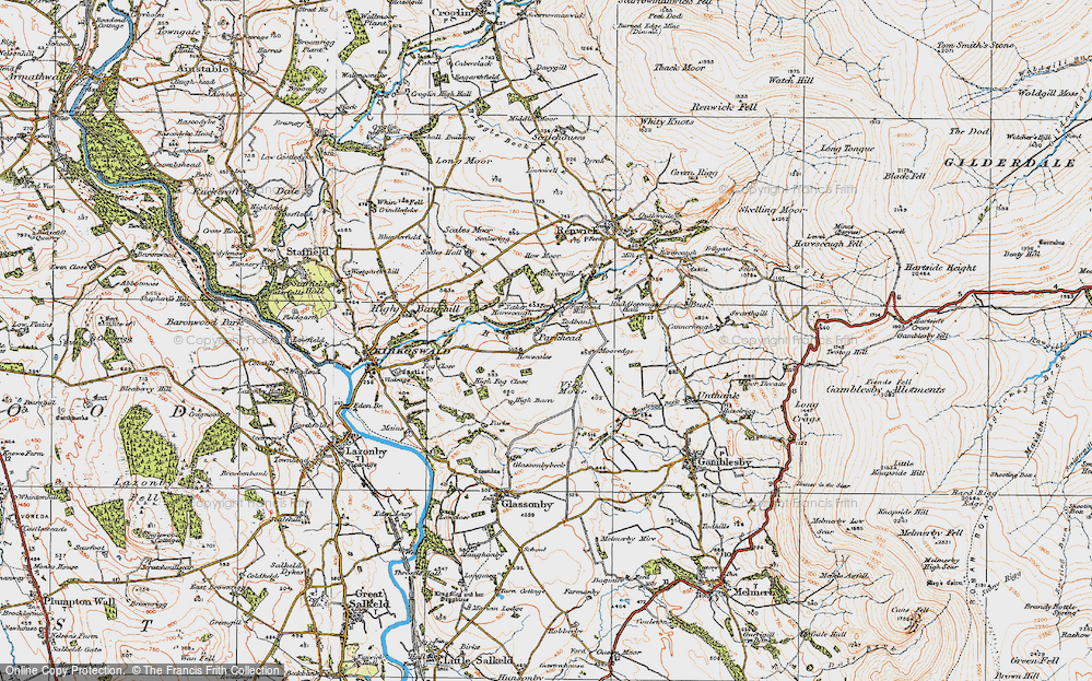 Old Map of Historic Map covering Todbank in 1925