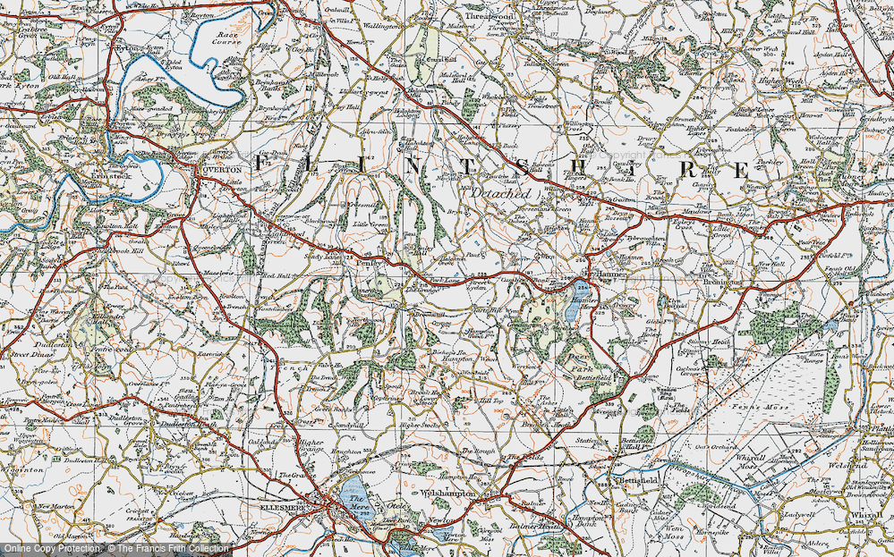 Old Map of Historic Map covering Bryn Newydd in 1921