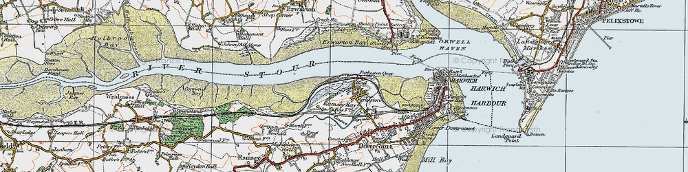 Old map of Parkeston in 1921