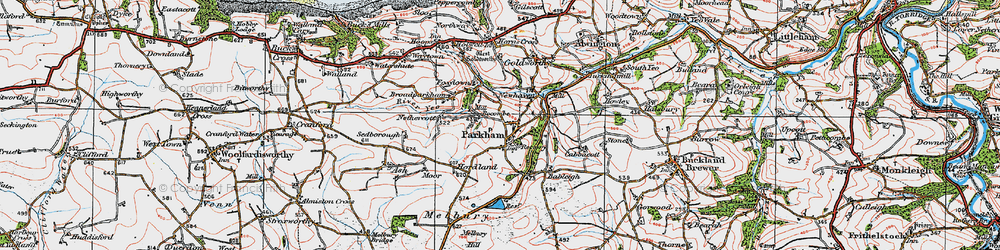 Old map of Parkham in 1919