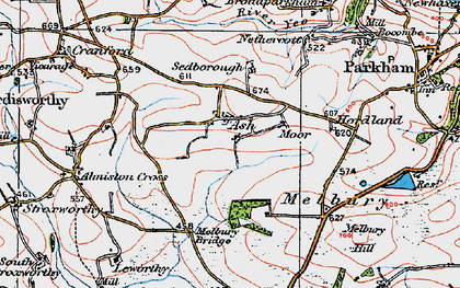 Old map of Parkham Ash in 1919