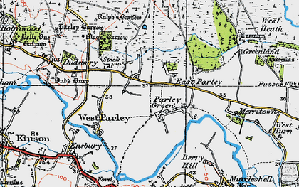 Old map of Parley Green in 1919