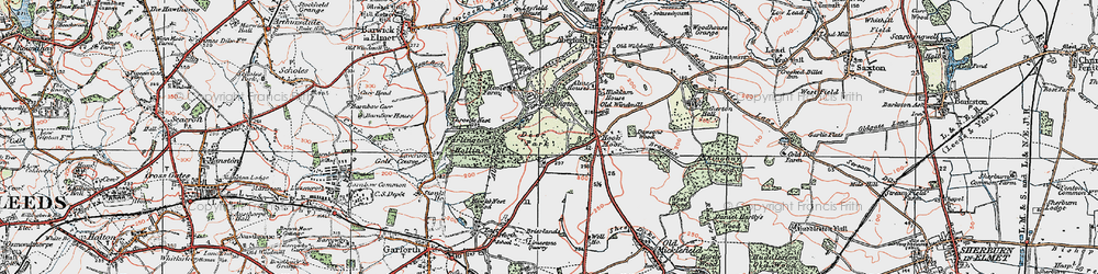 Old map of Hook Moor in 1925