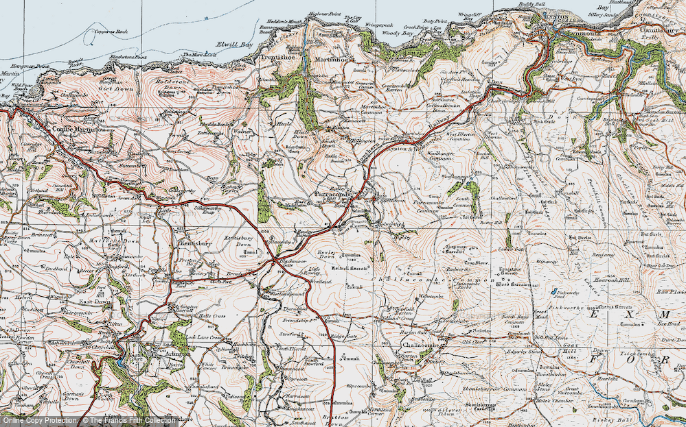 Historic Ordnance Survey Map of Parracombe, 1919