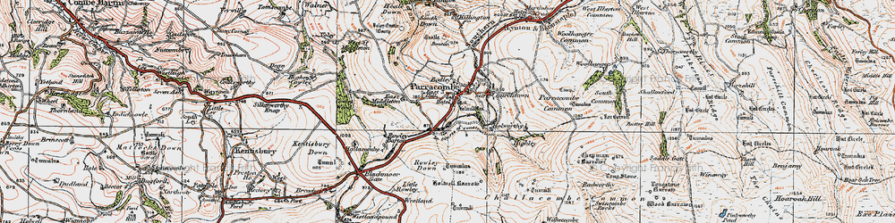 Old map of Parracombe in 1919