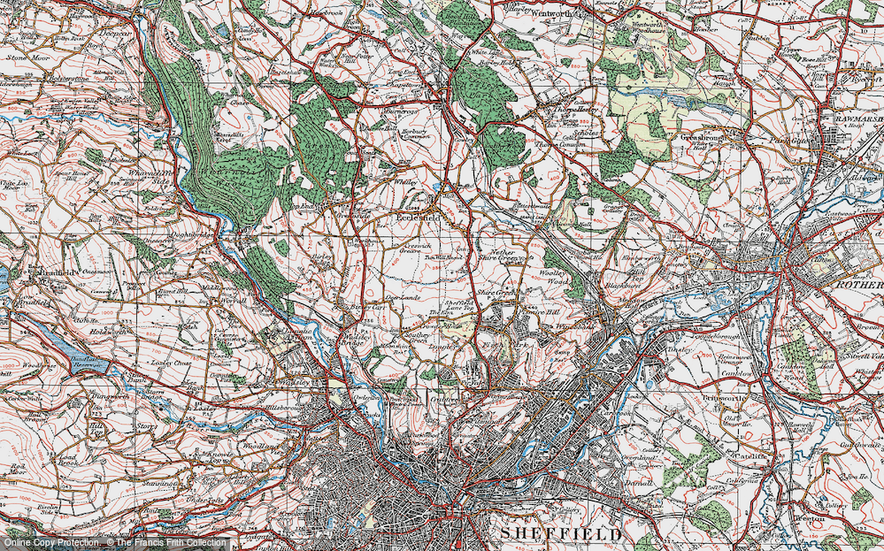 Old Map of Parson Cross, 1923 in 1923