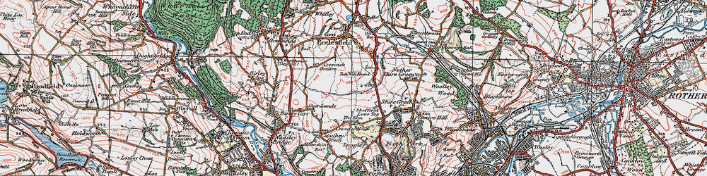 Old map of Parson Cross in 1923