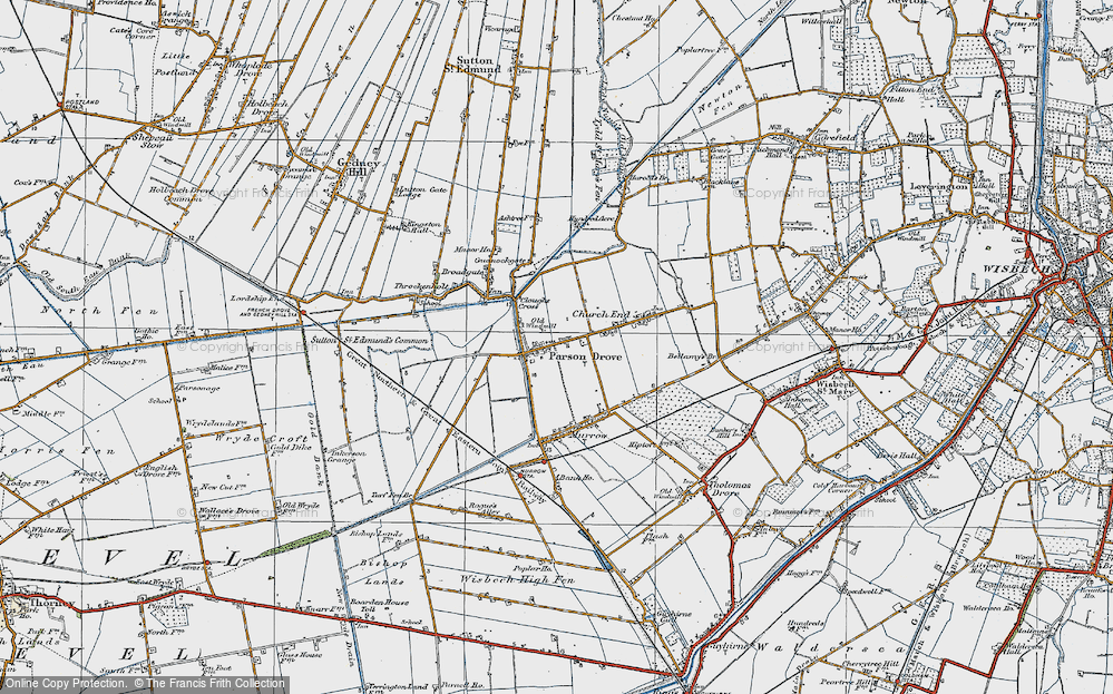 Old Map of Parson Drove, 1922 in 1922