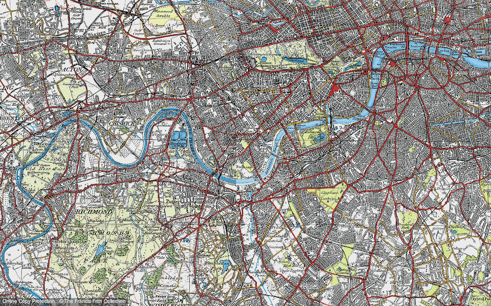 Old Map of Parsons Green, 1920 in 1920