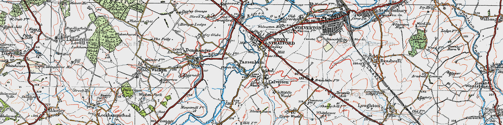Old map of Passenham in 1919