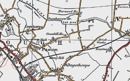 Old map of Paston in 1922