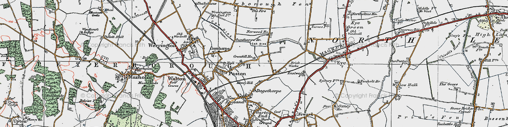 Old map of Paston in 1922