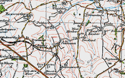 Old map of Patchacott in 1919