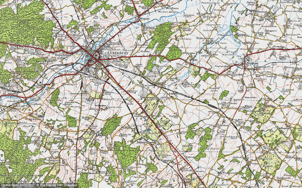 Old Map of Patrixbourne, 1920 in 1920