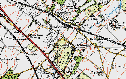 Old map of Patrixbourne in 1920
