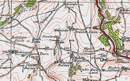 Old map of Beara Down in 1919