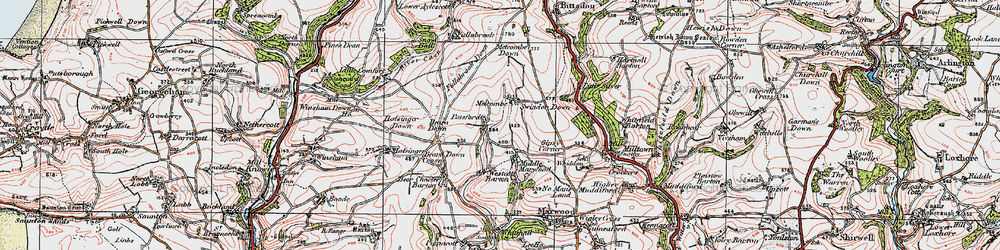 Old map of Beara Down in 1919