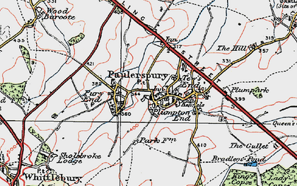 Old map of Paulerspury in 1919