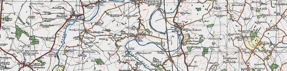 Old map of Pavenham in 1919