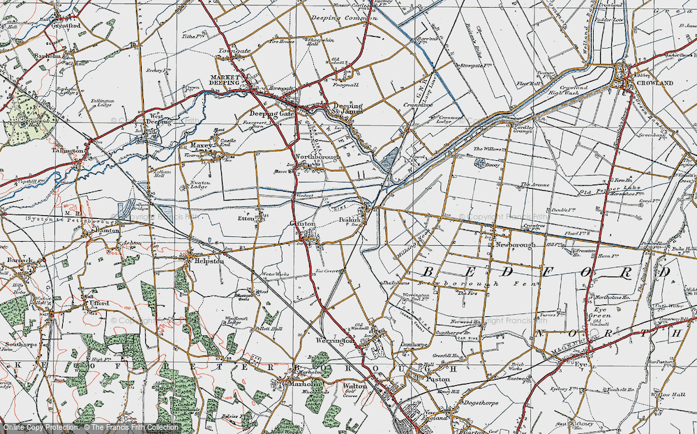 Old Map of Peakirk, 1922 in 1922